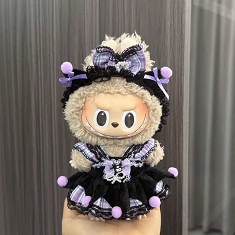 For 17cm Labubu V2 V1 Cartoon Purple Dress Cute Doll Clothes Outfit Accessories Idol Doll Clothing for Kid Gift Labubu RopaT250306