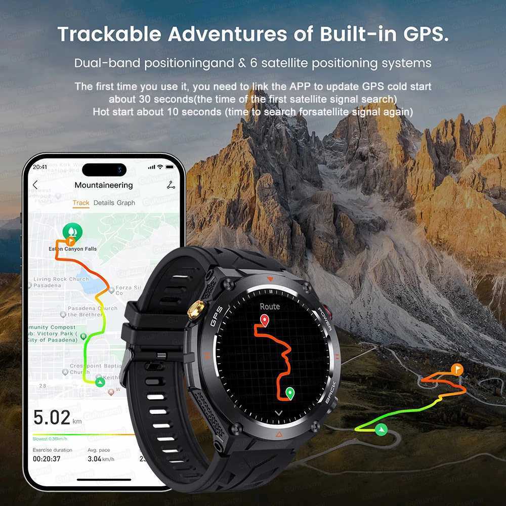 Suitable for Sport Smart Bracelet Mens Watch 1.85 AMOLED SCREEn Gps Compass Altimeter Waterproof BT Call New Smart Watch O250306