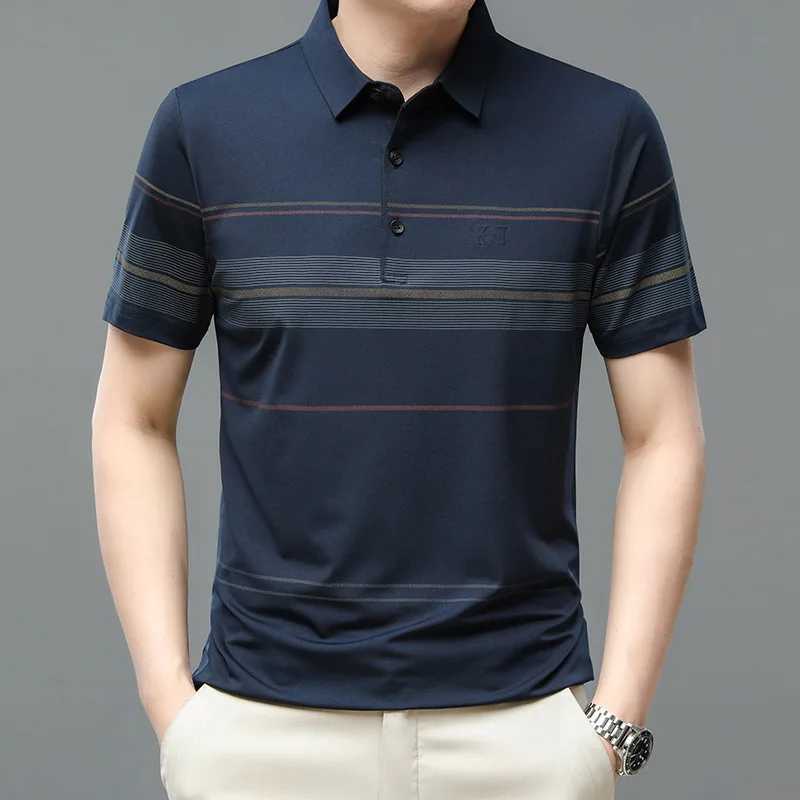 Summer Men Vintage Striped Polo Shirts Streetwear Fashion Male Clothes New Basic Short Sleeve Loose Business Casual Top X250306