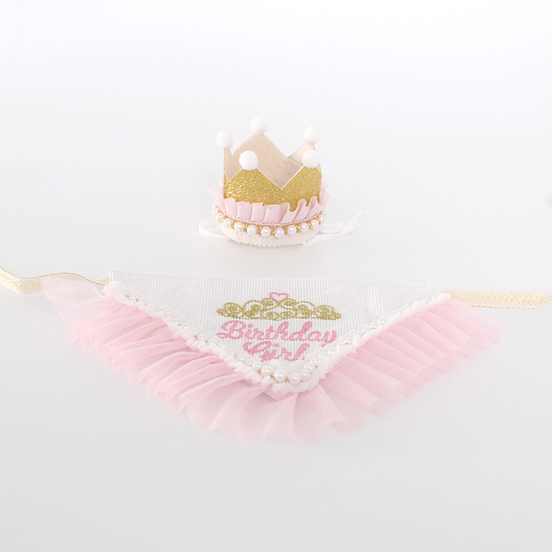 Dog Birthday Crown Hat and Bandanas Set Princess Style Pet Dogs Birthday Party Supplies Hot