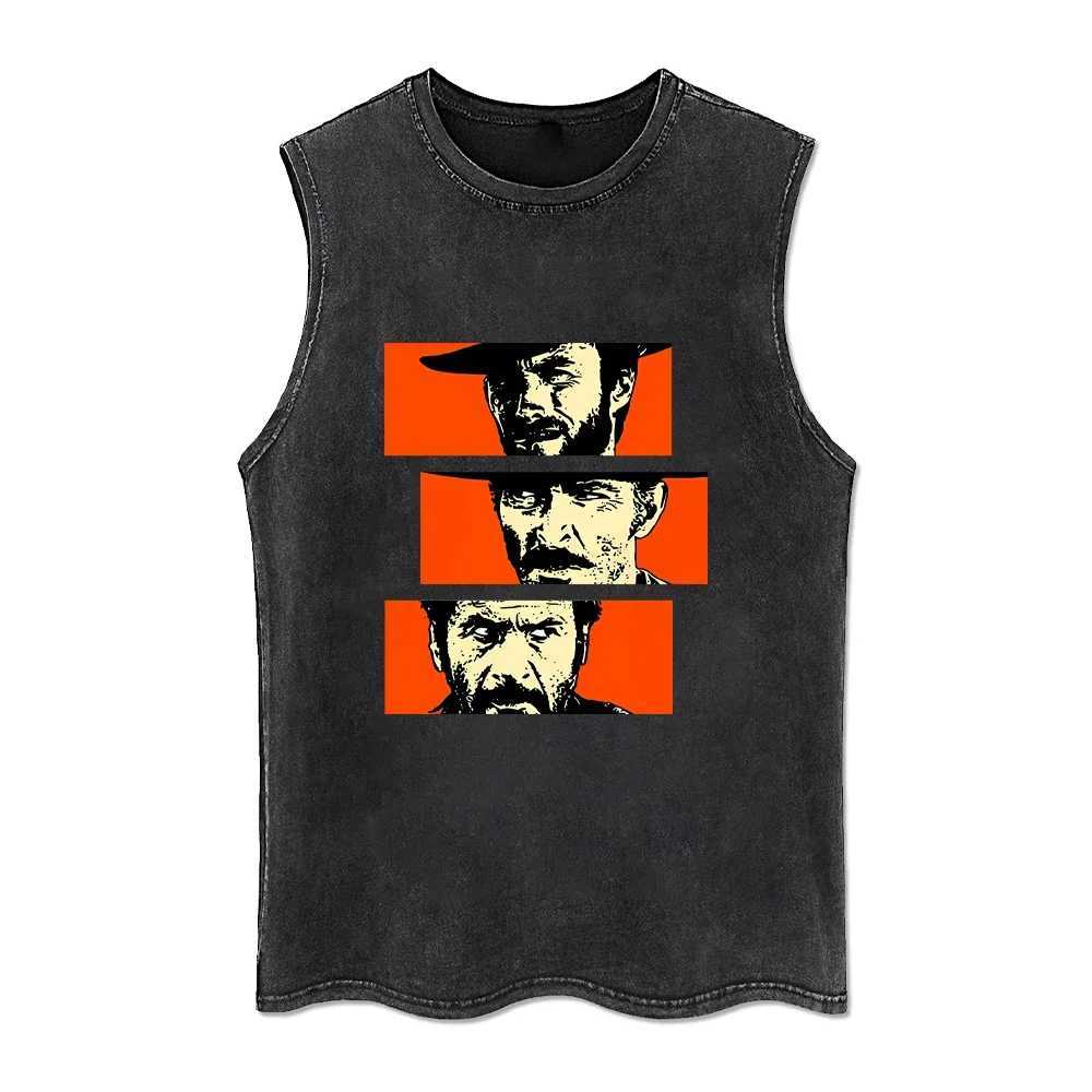 Skull Bones Sleeveless Tops Washed Retro Tank Top Animal Vintage Tank Tops Summer Black Tshirt Streetwear T-shirt Unisex Y2k TeeT250318