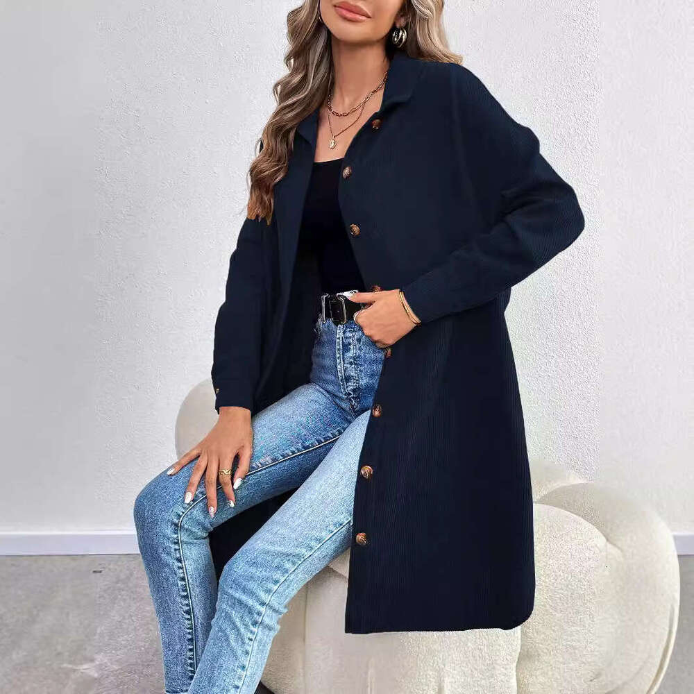 International Station American Casual Style Shirt For Autumn Winter, Loose And Versatile, Long Sleeved Breasted Corduroy Jacket KLMY