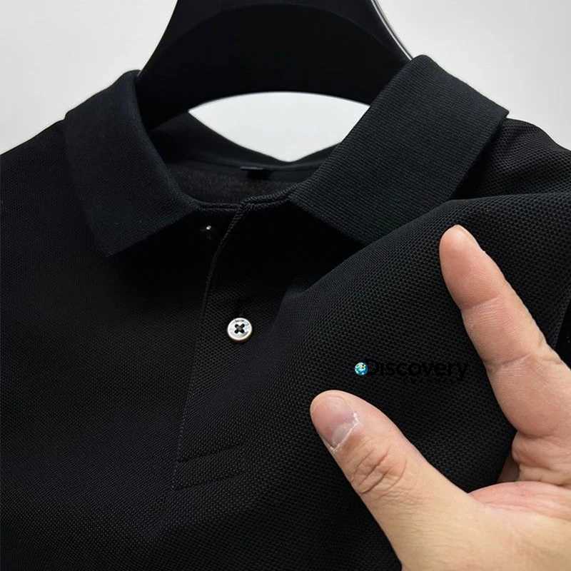 Mens Fashion Polo Shirt Summer Button Casual Mens Polo Shirt Solid Color T-shirt Brand Short Sleeve Casual Weight Loss Top X250306