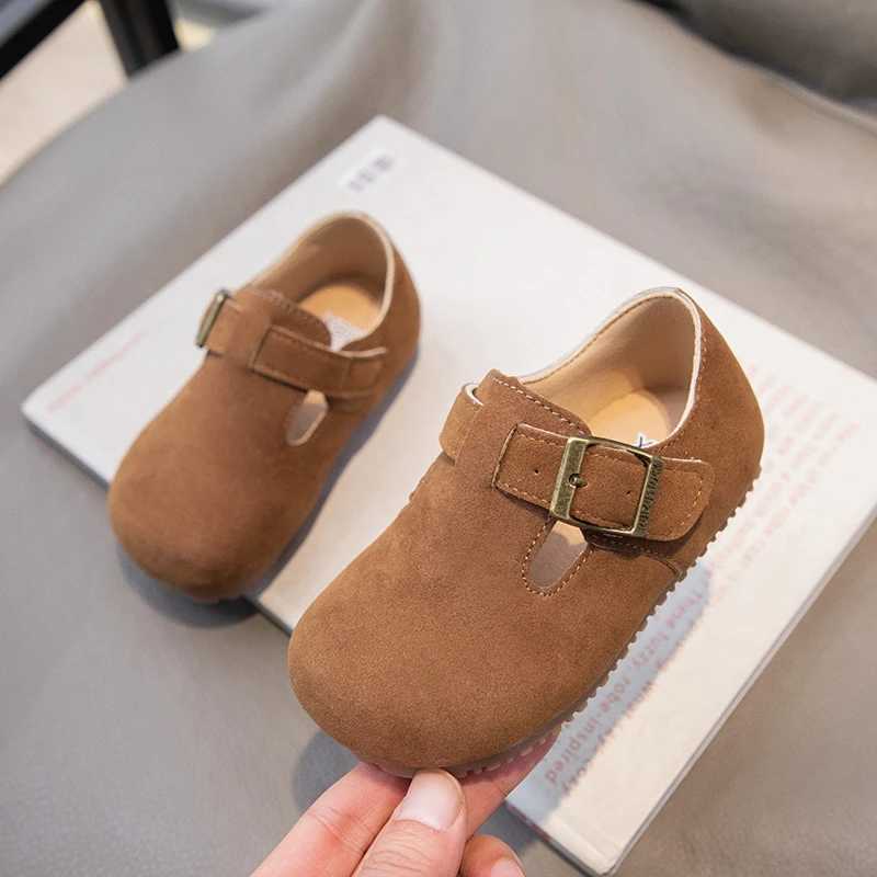 Kids Fashion Boys Casual Shoes Round-toe Buckle Soft Breatheable T-Strap Cute Children Girls Flats Solid Color Drop Shipping PUT250306