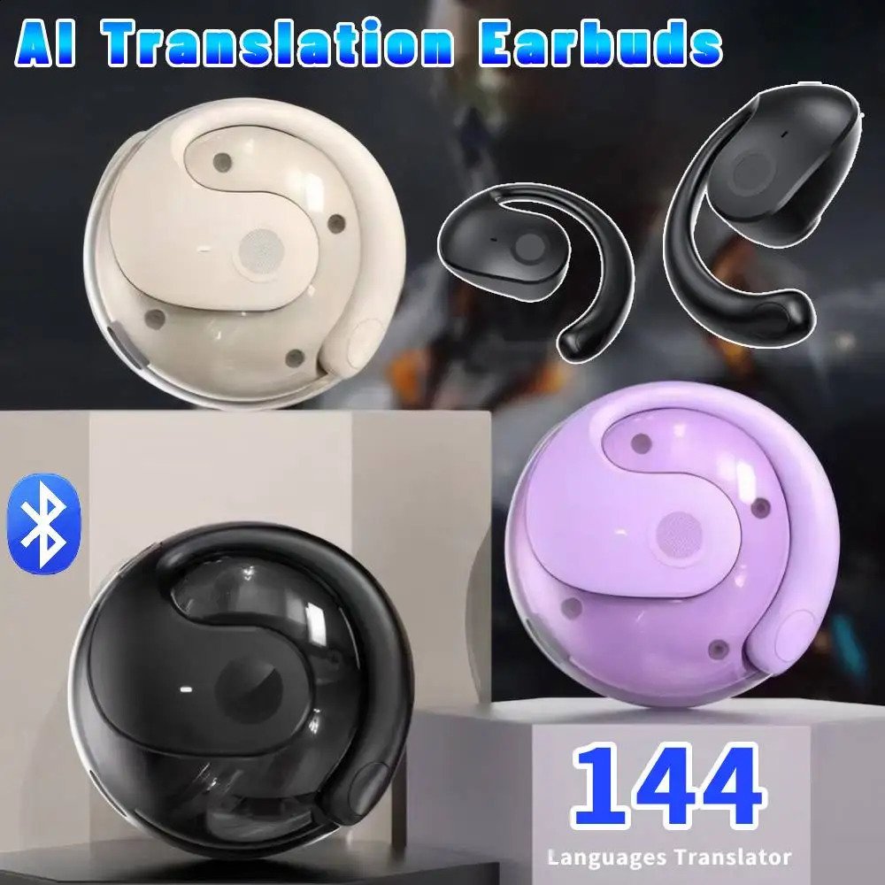 Wireless BT AI Translator Earbuds Small Coconut Translation Earphones -time Voice Translators Headphones for Overseas Travel 250305