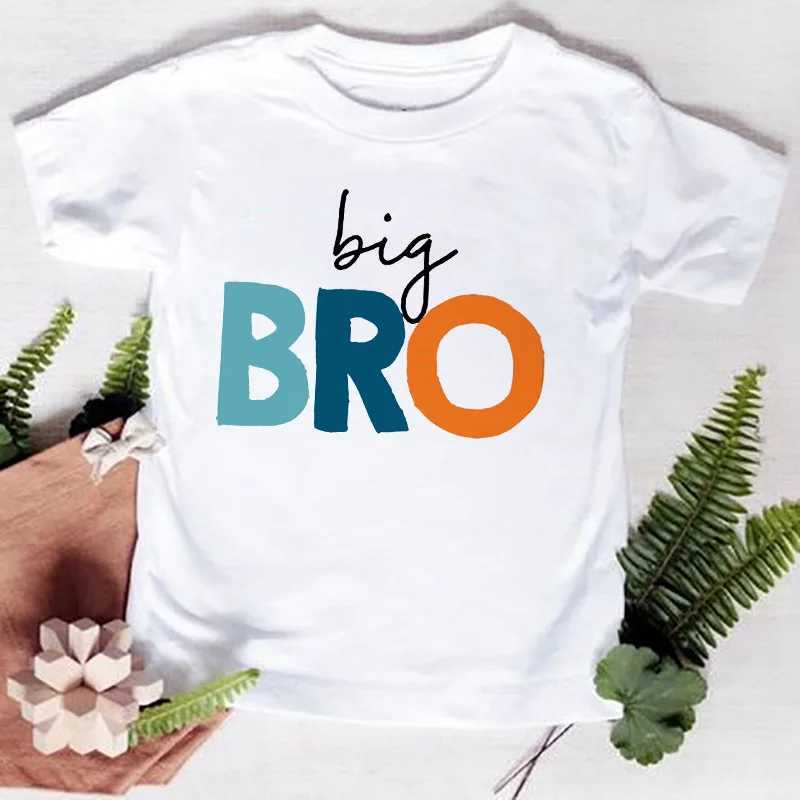 Big Bro Lil Sis Printed Round Neck T-shirt for Baby Kids Brother and Sister Matching T-shirts in Summer Big Sis Lil Bro SeriesT250306