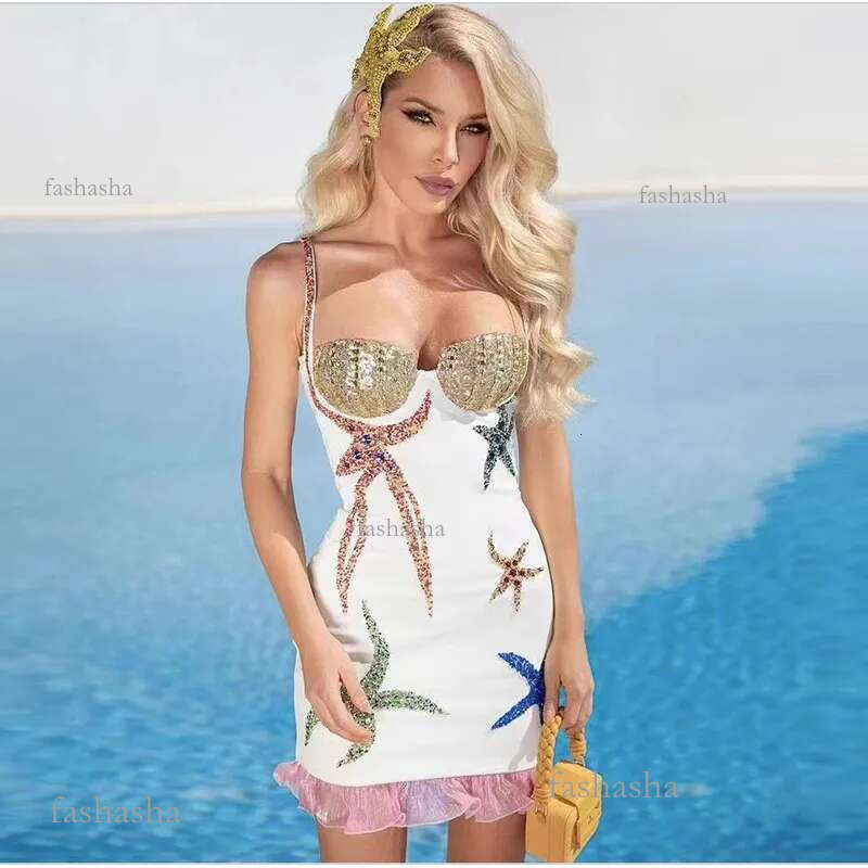 223 2022 Milan Runway Spring Summer Dress Spaghetti Strap Sleeveless Brand Same Style Empire Womens Fashion High Quality O