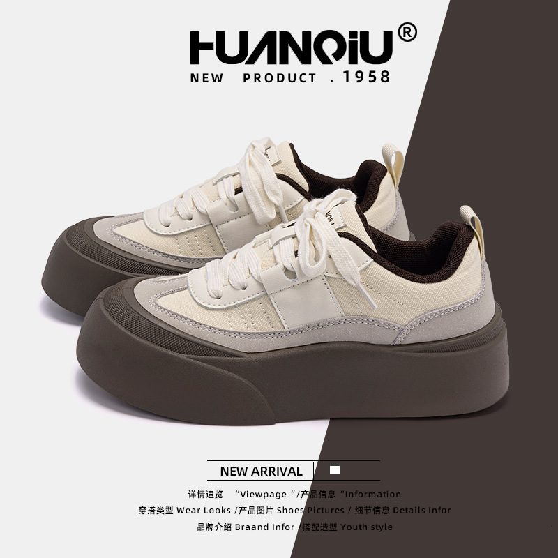 Global Thick soled Casual Board Shoes for Women ZHQ68209 Spring New Style Student Height Increasing Versatile Height Increasing Casual Women's Sh