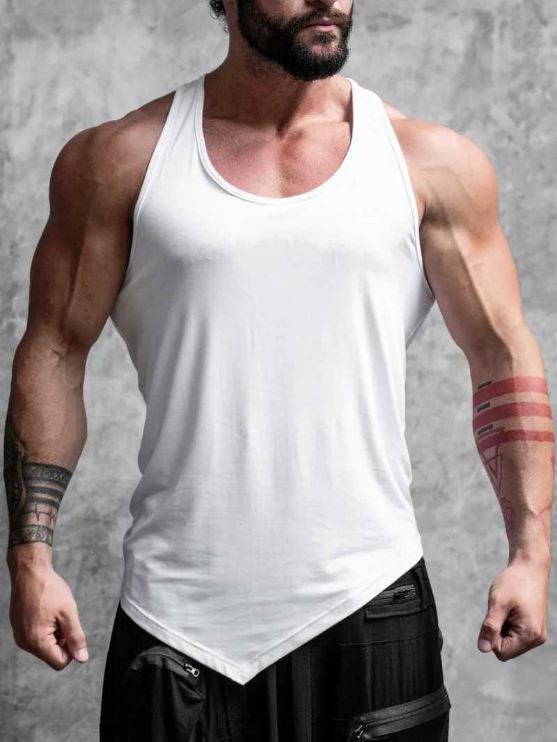 2024 Foreign Trade Mens Summer Sports and Leisure Tank Top Running Elastic Sleeveless T-shirt Tank TopT250318