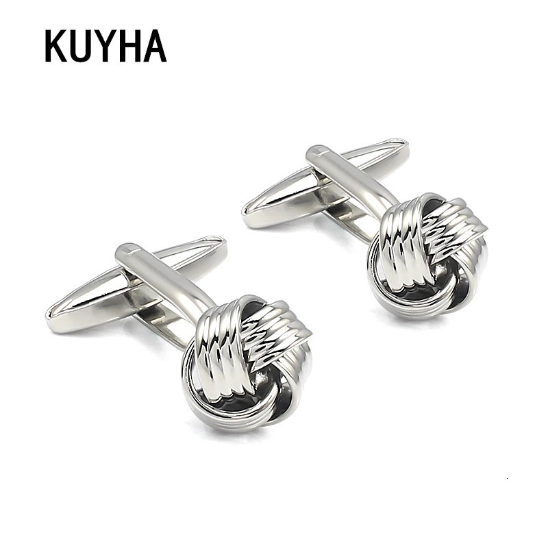 High-End Fashion Mens Shirts Cufflinks Geometric n Silver Color Round Groom Wedding French Cuff link Fathers Day 250227