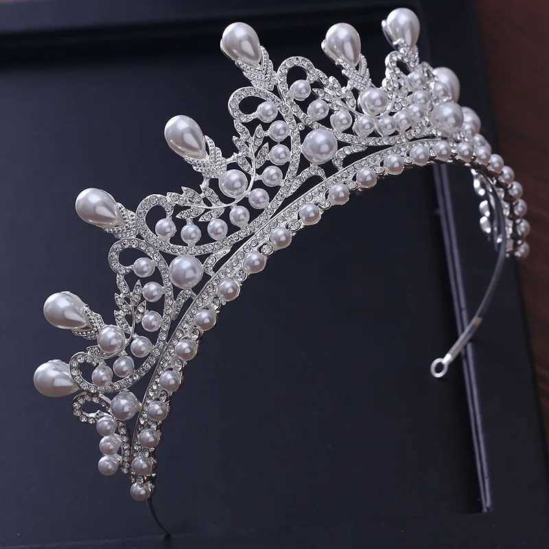 Tiaras Crowns Luxury CZ Pearl Princess Jewelry Engagement Wedding Hair Accessories Bridal Jewelry Sparkling Crystal Crown X250306