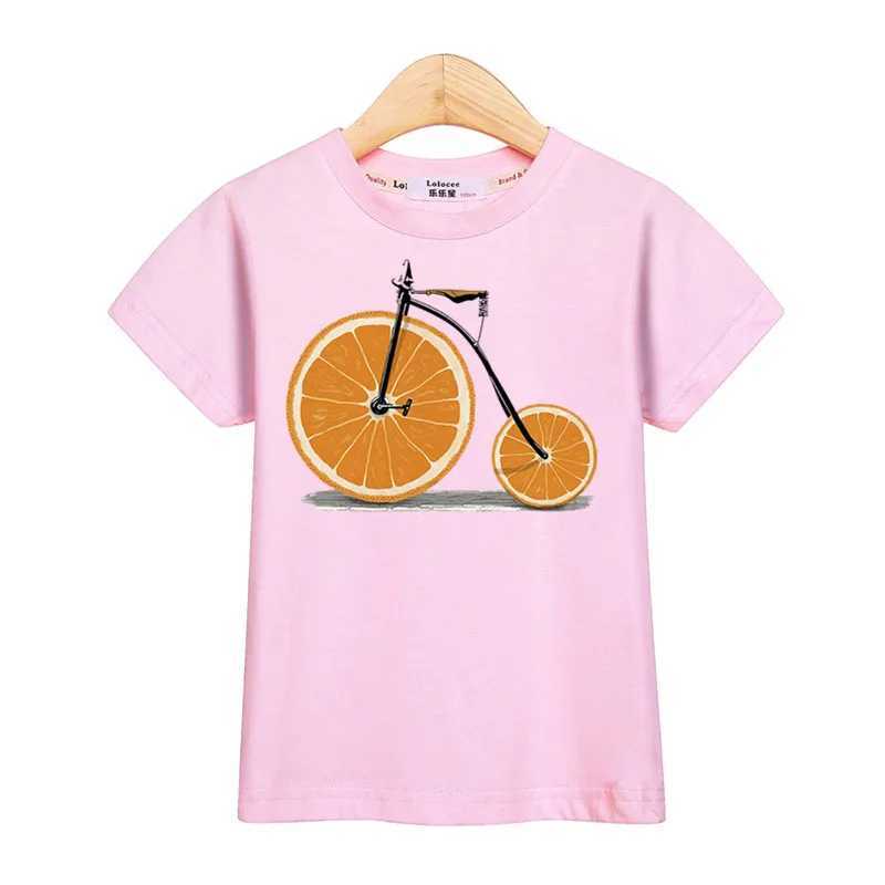 Children Summer T-shirt Fruit Bicycle Funny Shirt Boys Girls Cartoon Tops Short Sleeve TeesT250306