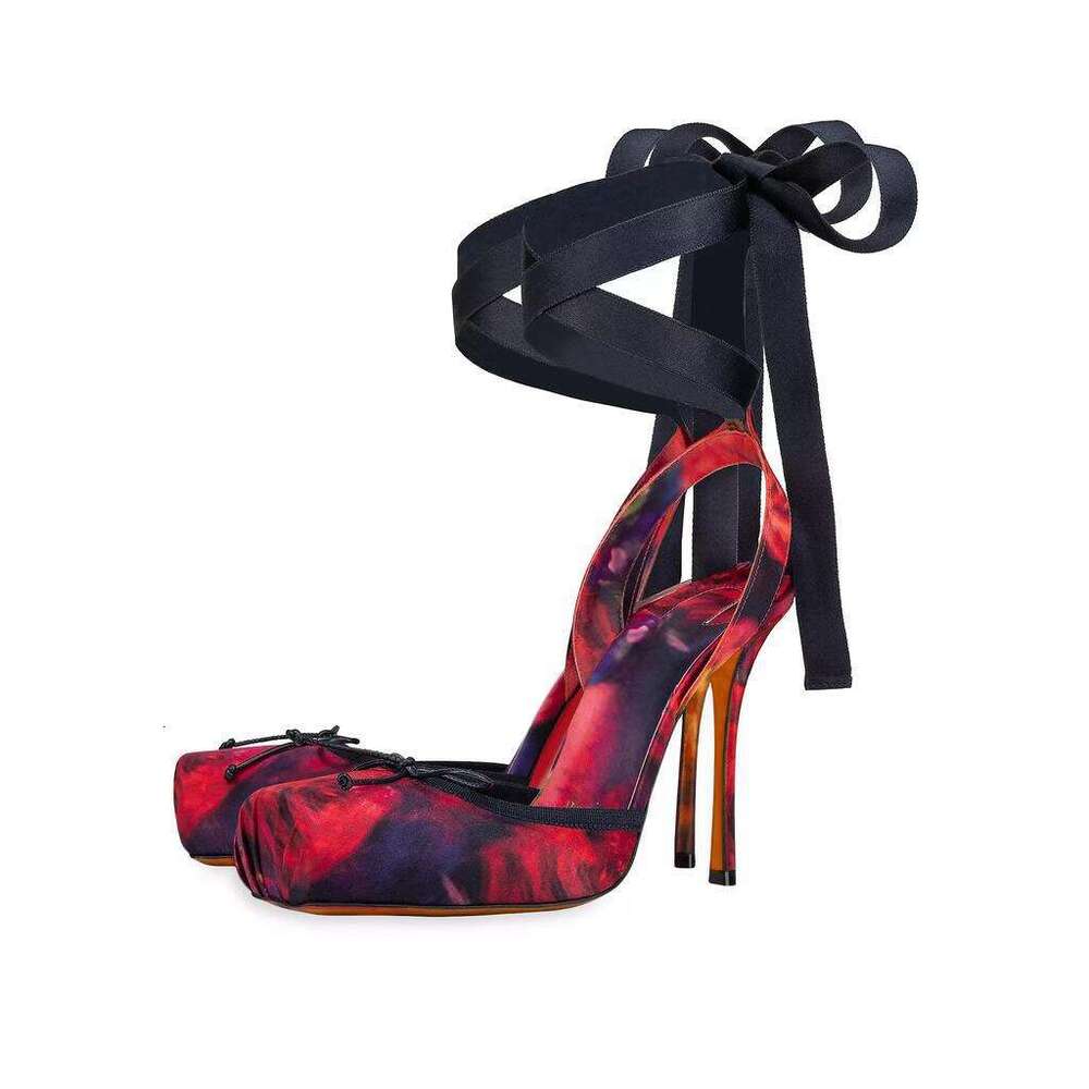 Pin Pig Nosed Ballet High Heeled Shoes With Thin Heels Shallow Mouth Square Bow Sexy Headband And Empty Doll Sandals KQ