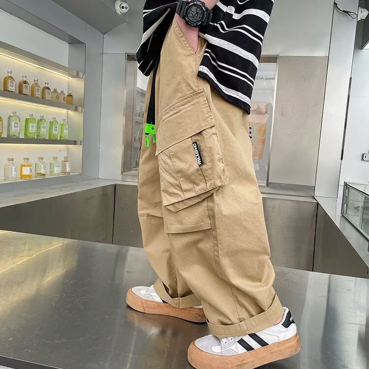 Ddmyshoesvip Boys Workwear Pants Spring Summer Thin Styles Middle Aged Young In Autumn Boys With Straight Sleeves And Loose Legs Street Dance Trend Fo