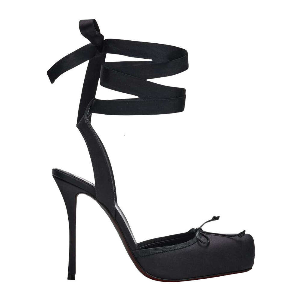 Pin Pig Nosed Ballet High Heeled Shoes With Thin Heels Shallow Mouth Square Bow Sexy Headband And Empty Doll Sandals KQ
