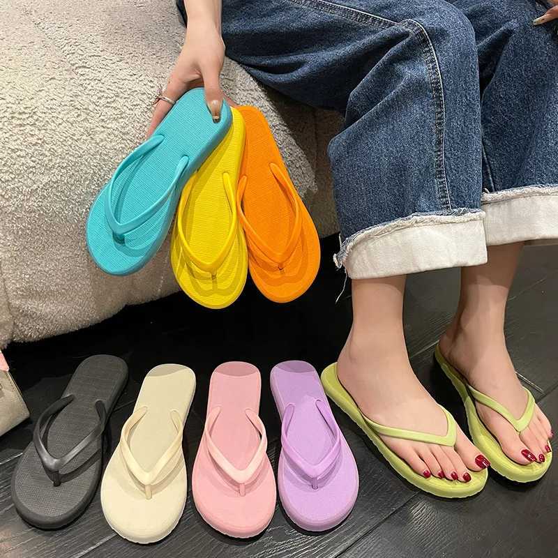 Beach sandals summer flip cotton slippers cute candy color indoor flat shoes mens beach N-slip soft sole Y250306