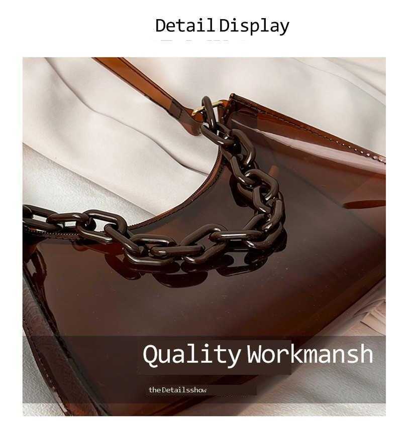 Summer new fashion womens bag ins small fresh jelly bag solid color transparent womens armpit bag single shoulder bag Y250306