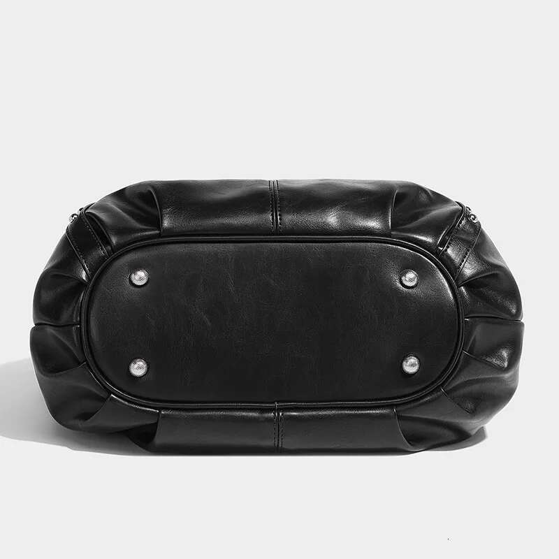 Y2k Rivet Pleated Half Moon Shoulder For Women Cool Style Rock Girls Casual Large Capacity Underarm Bag Handbags And Purses