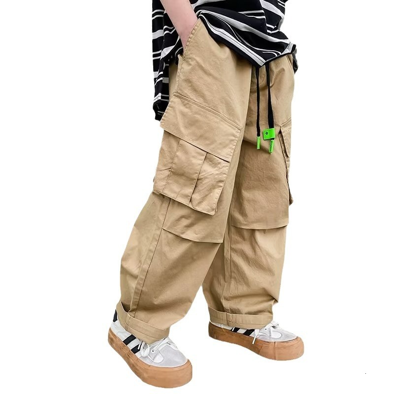 Ddmyshoesvip Boys Workwear Pants Spring Summer Thin Styles Middle Aged Young In Autumn Boys With Straight Sleeves And Loose Legs Street Dance Trend Fo