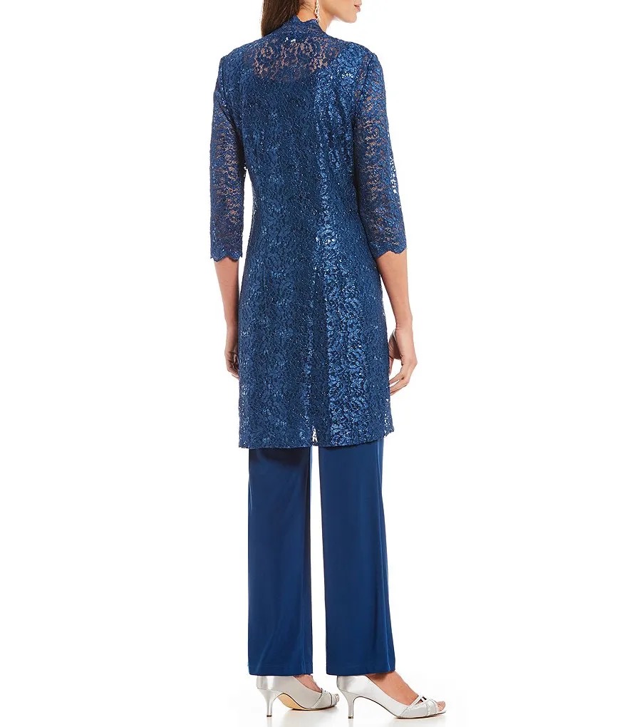 Chic Mother Of The Bride Pant Suits 3 Pieces Long Sleeve Chiffon Mother Of The Bride Dress With Jacket Wedding Guest Gowns