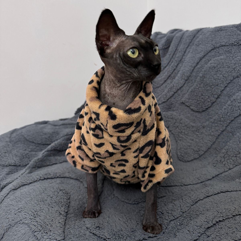 Sphynx Cat Clothes Winter Velvet Warm Soft 2- Layers Winter Jacket Thickened Hairless Cat Coat for Sphynx, Cornish Rex, Devon Rex, Peterbald Cat Cloth