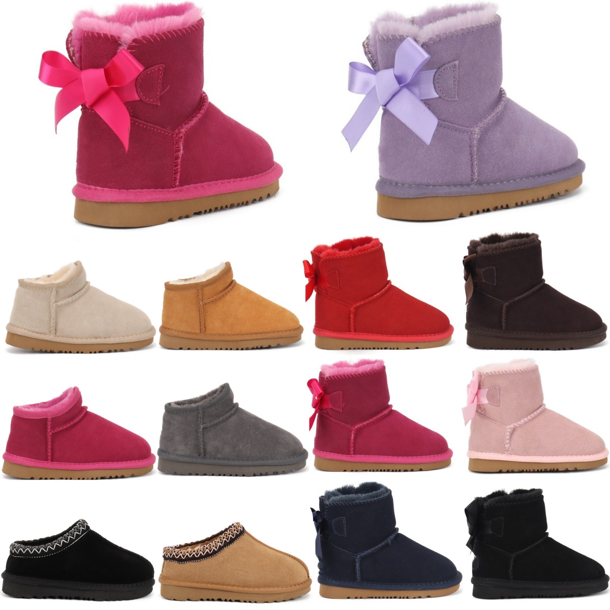 Mini Bailey Bow Australia Classic Kids Boots Girls Toddler Shoes Winter Snow Sneakers Designer II baby Kid Boot Youth Chestnut Rock Rose Grey Black