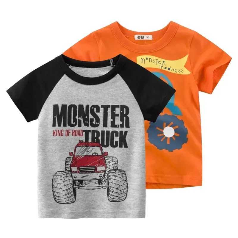 Cartoon Off-road Vehicle Print T Shirt Boys 2025 Summer New Short Sleeve T-Shirt Childrens Clothing Kids Clothes Cotton Top TeeT250306