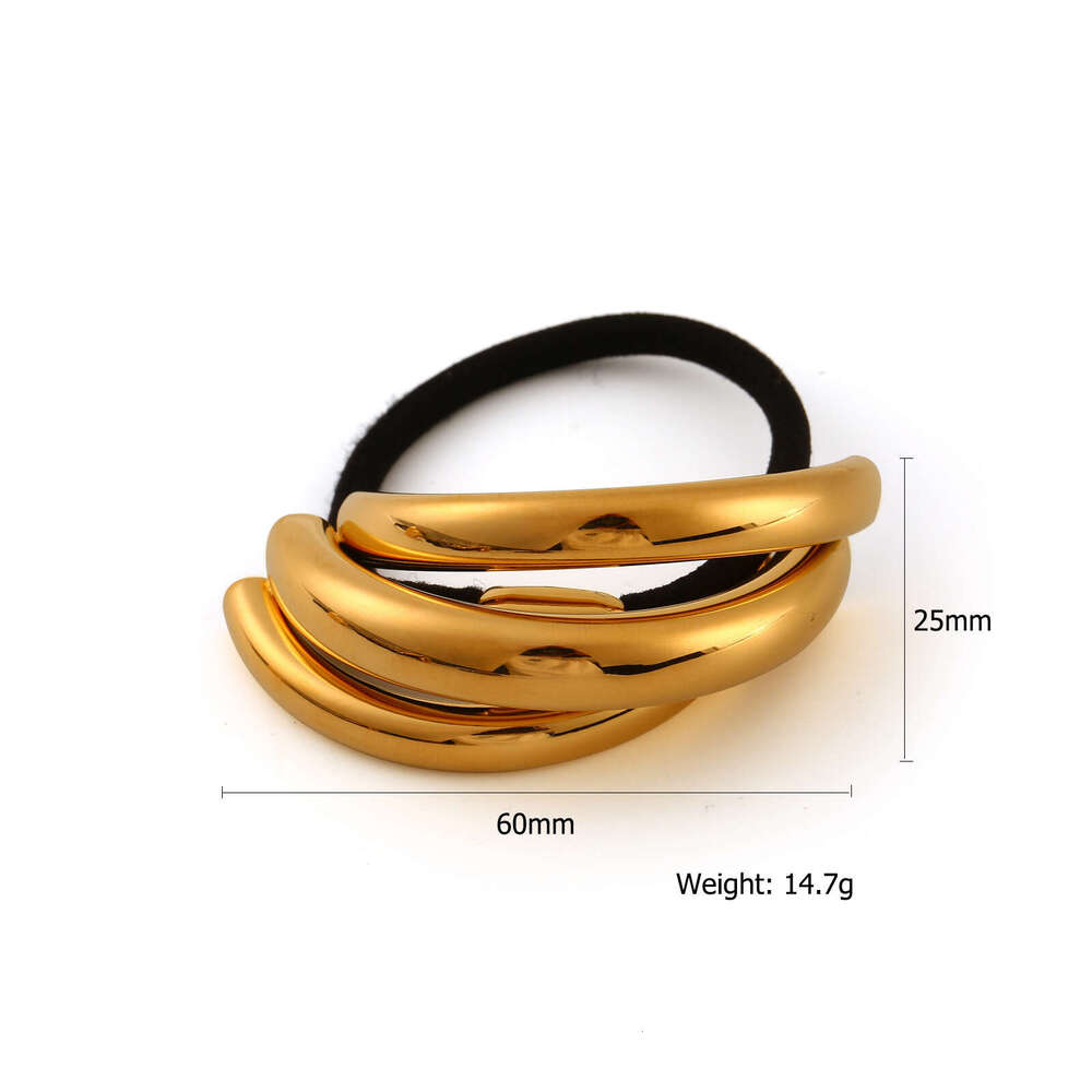 New minimalist stainless steel headband, fashionable and high-end style, ponytail tied hair tie, black headband