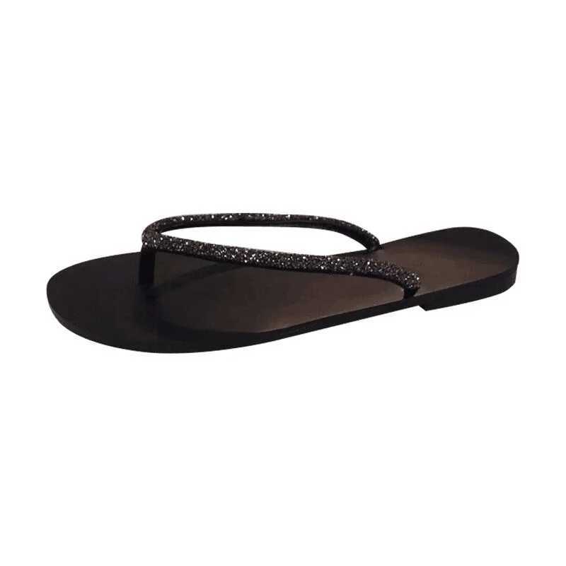 Five Shoes Low Ladies Slippers Glitter Slides Fi Square Toe Rubber Flip Flops Summer s Wan 2025 Jelly Luxury Soft Y250306