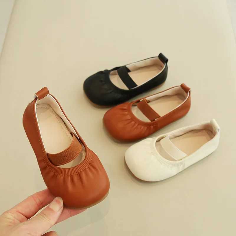 Size 21-35 Girls Shoes Spring Autumn Children Moccasins Girls Flexible Leather Shoes Kids Ballet Flats For Girl Black BrownT250306