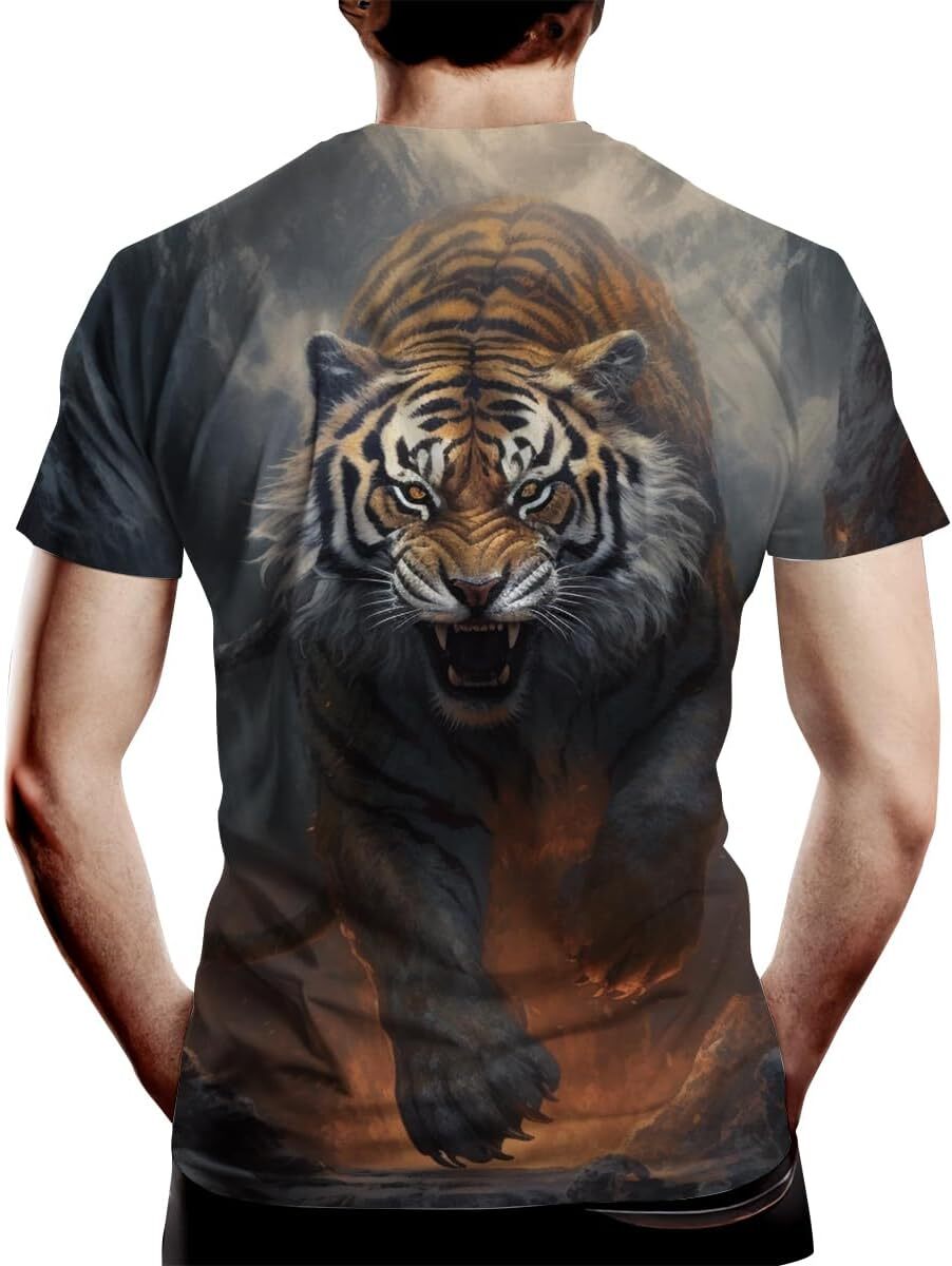 Mens T shirt Mens Casual Short Sleeve T-Shirt Tiger Graphic Funny tee Casual tops summer clothes animal print