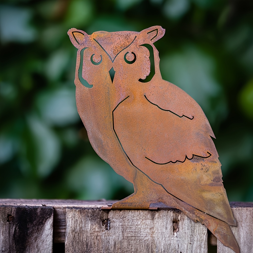 1 Piece Rustic Metal Owl Garden Decor Art Deco Piece Rust Over Time Natural Crafts Perfect Outdoor Decor Thanksgiving Father's Day Mother's 