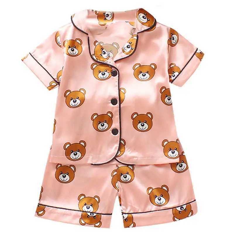 Boys and girls 0-4-year-old Pajama suit new spring and autumn silk long sleeve trousers Pajama suit comfortable home clothes M250306