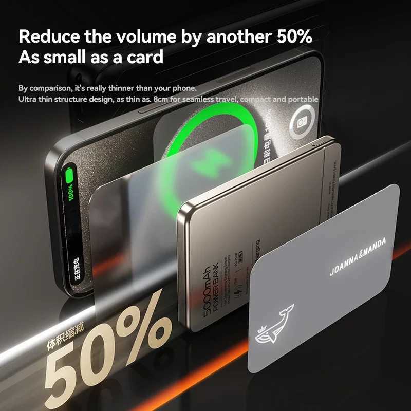 New Arrival Ultra Thin 10000mAh Magnetic Wireless Charger Power Bank PD15W Portable Powerbank For Phone T250306