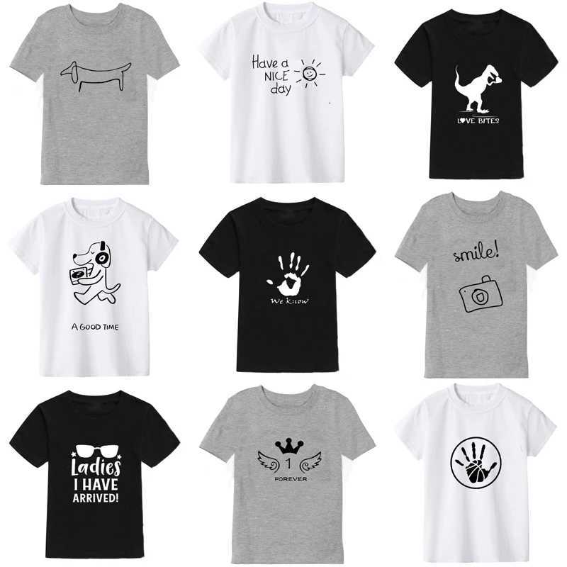 New T-Shirt Boys Clothes Girls Clothes Pure Cotton Fashion Casual Characteristic Printing Black White Gray Three-Color T-ShirtT250306