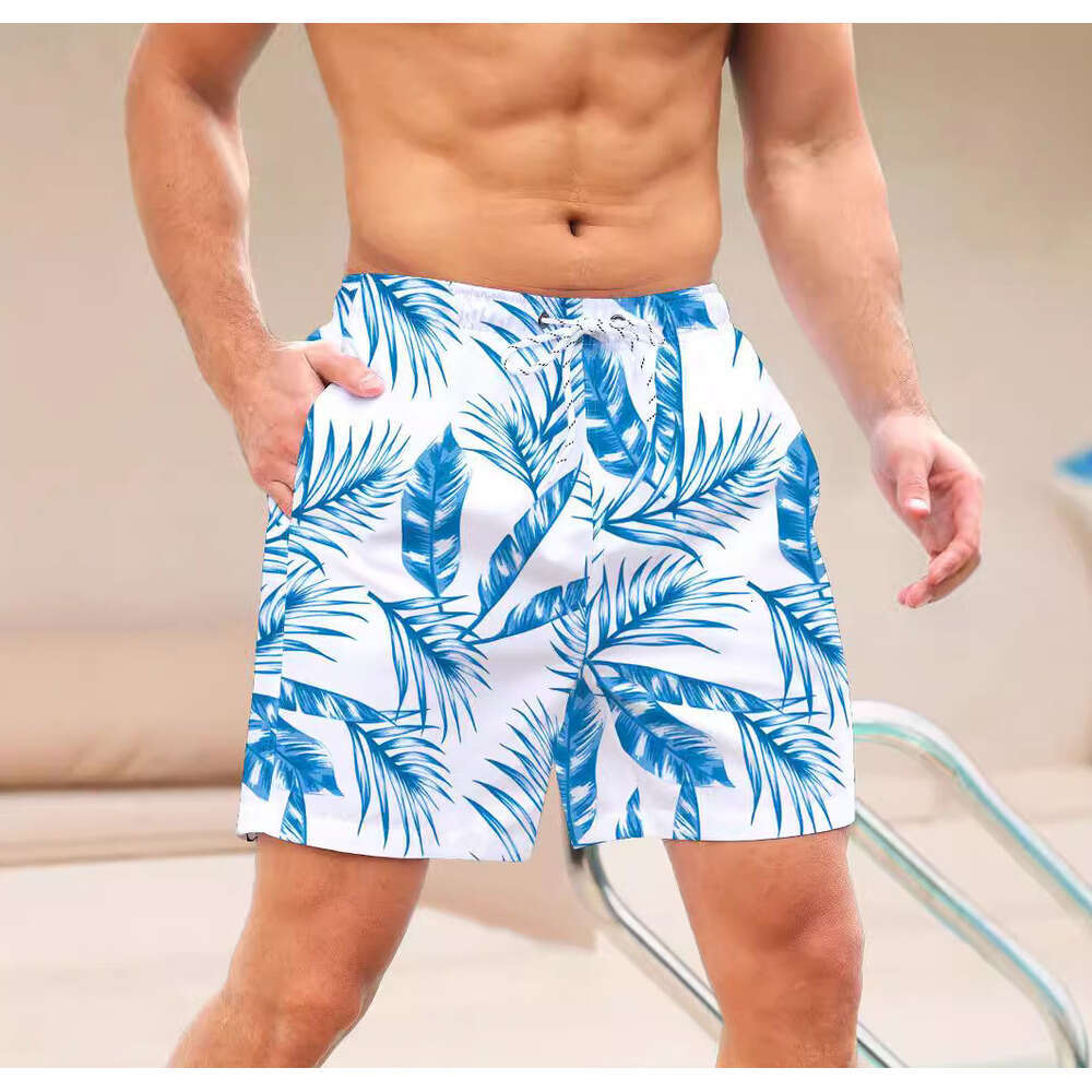 Coconut tree quick drying beach Hawaiian shorts, casual men's beach, summer loose surfing pants, 2025 new style, chic and elegant clothing