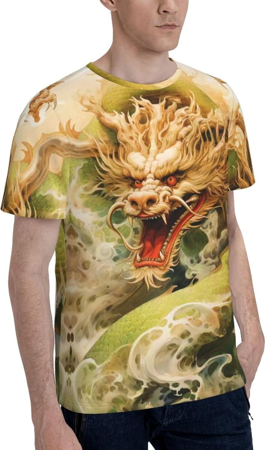 Mens T shirt Fantasy Dragon 3D Printed T-Shirt for Men and Women - Mythical Dragon Graphic Casual Trendy Crew Neck Tops Tee tee Casual tops summer clo