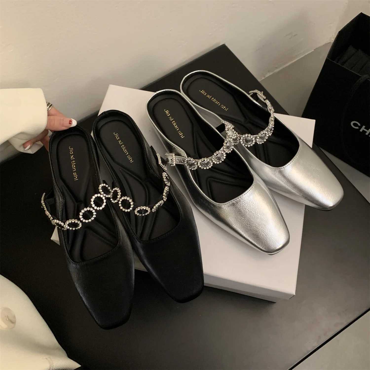Rhine Slippers 2025 New Outside Job Sandals Slides Mes Low Heel White Shoes for Wen with Cfortable Luxury Style Y250306