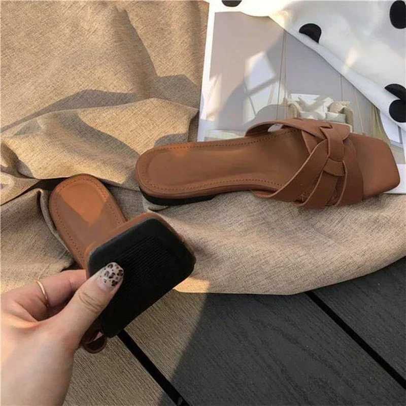2025 Summer Slides Open Toe Flat Casual Shoes Leisure Sandal Fem Beach Flip Flops Big Size 43 Women Slippers Y250306
