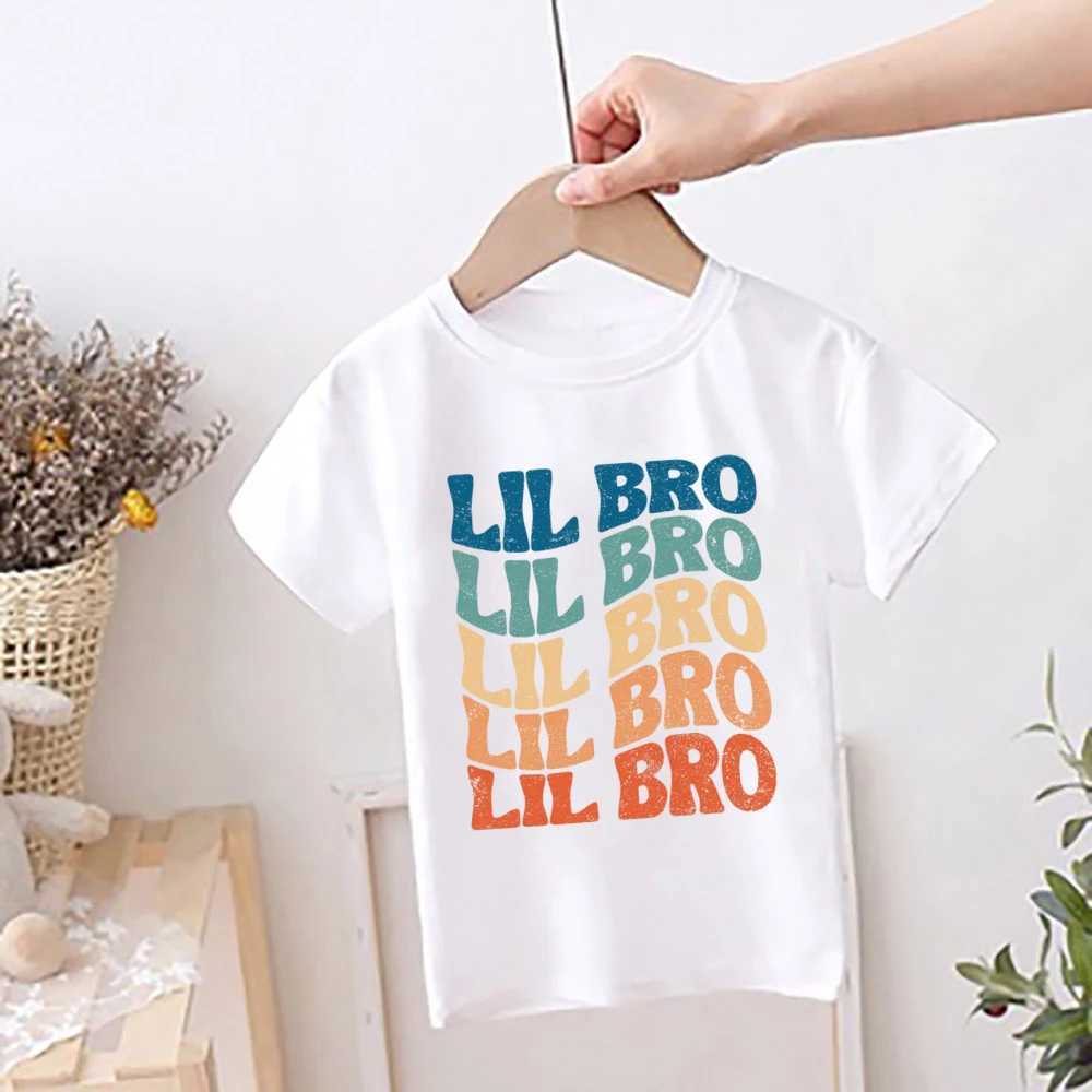 Big Brothes Little Sister Print Kid T-shirt for Boy Girl Matching Outfit Tops Summer Sibling T Shirt Retro Children Clothes TeeT250306