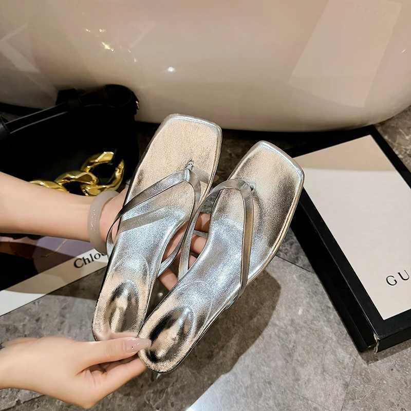 Warm Med Heel Pinc sandals with narrow straps and Kitten Heel Mes elegant flip cover for summer Y250306