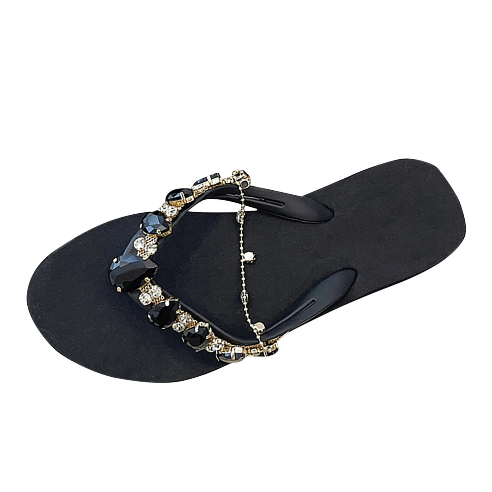 Women Sandals Flip-Flops Beach Thongs Flats Clip Toe Bohemian Rhinestones Flip Toe Shoes Flats Roman Sandalias Mujer 250306