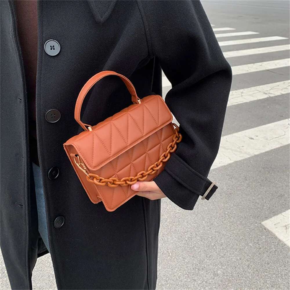 Plaid Women Fashion Shoulder Chain Crossbody Bags Brand Designer Trendy Female Handbags and Purses Small Flap Top Handle Bag