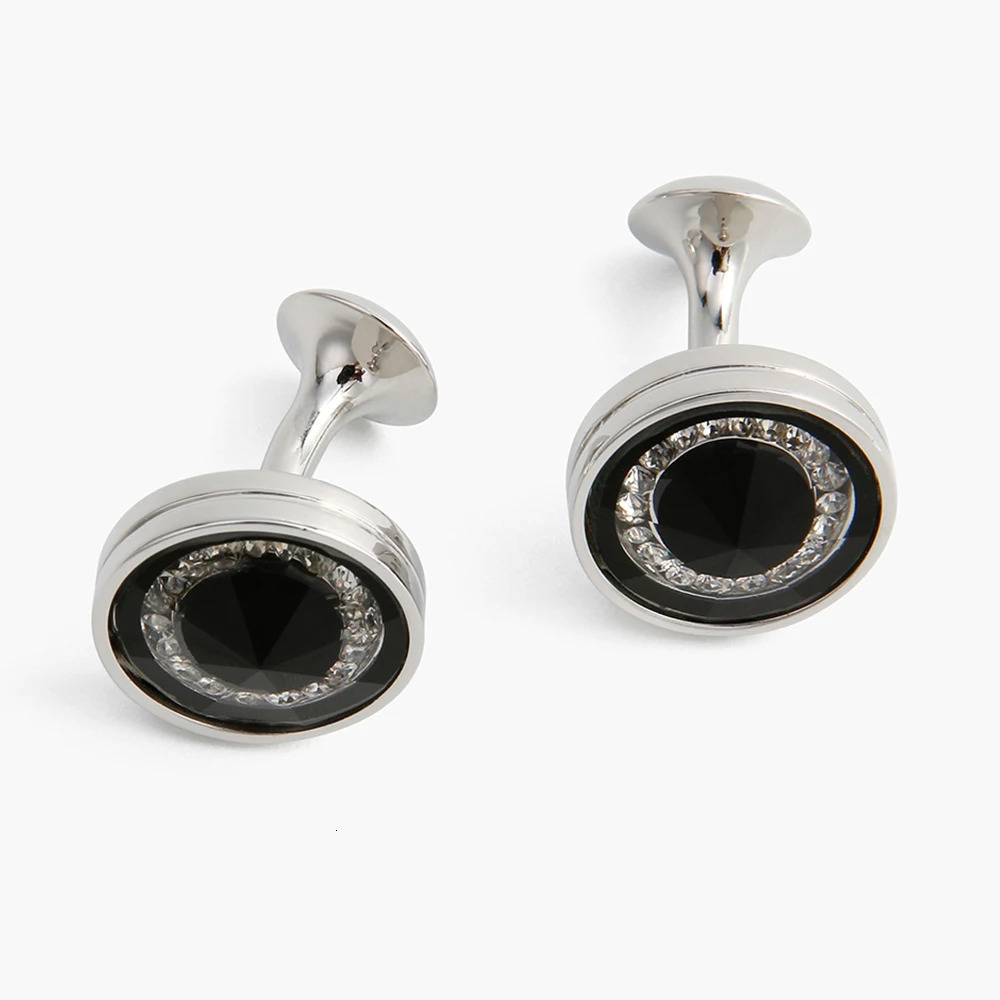 Cufflinks for Men TOMYE XK21S045 Crystal High Quality French Round Black Blue Formal Dress Shirt Wedding Cuff Links Gifts 250227