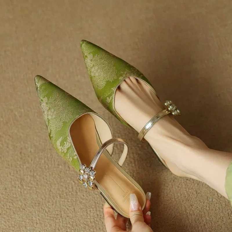 Wan Loafers Fem Slippers Thin H Floor Luxury Slides Cover Toes Med New Design Plain Fabric Fi Elegant Womens Shoes Y250306