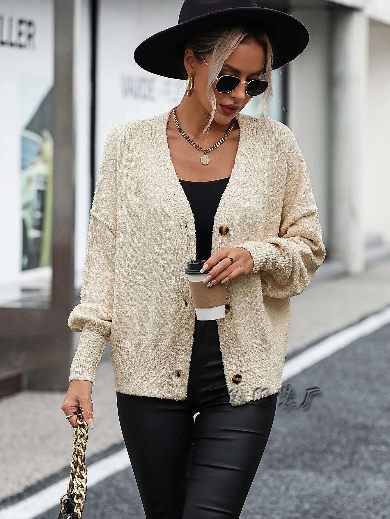 2025 Spring Autumn Knitted Cardigan V-Neck Buttoned Solid Color Sweater Coats Casual Loose Jacket Women's Knitwears