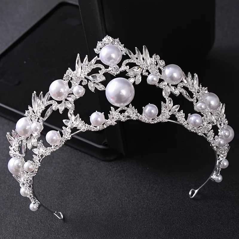 Pearl Crystal Bridal Tiaras And Crowns For Wen Bride Rhinestone Pr Diadem Wedding Bridal Hair Accessories Jewelry Crown Gift X250306