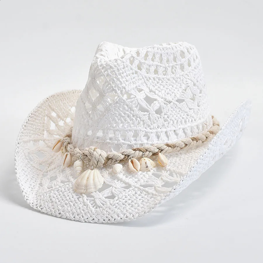 Summer Hand Woven Straw Hat for Women Shell Decoration Holiday Beach Sun Hat Chapeu Panama Feminino 250303