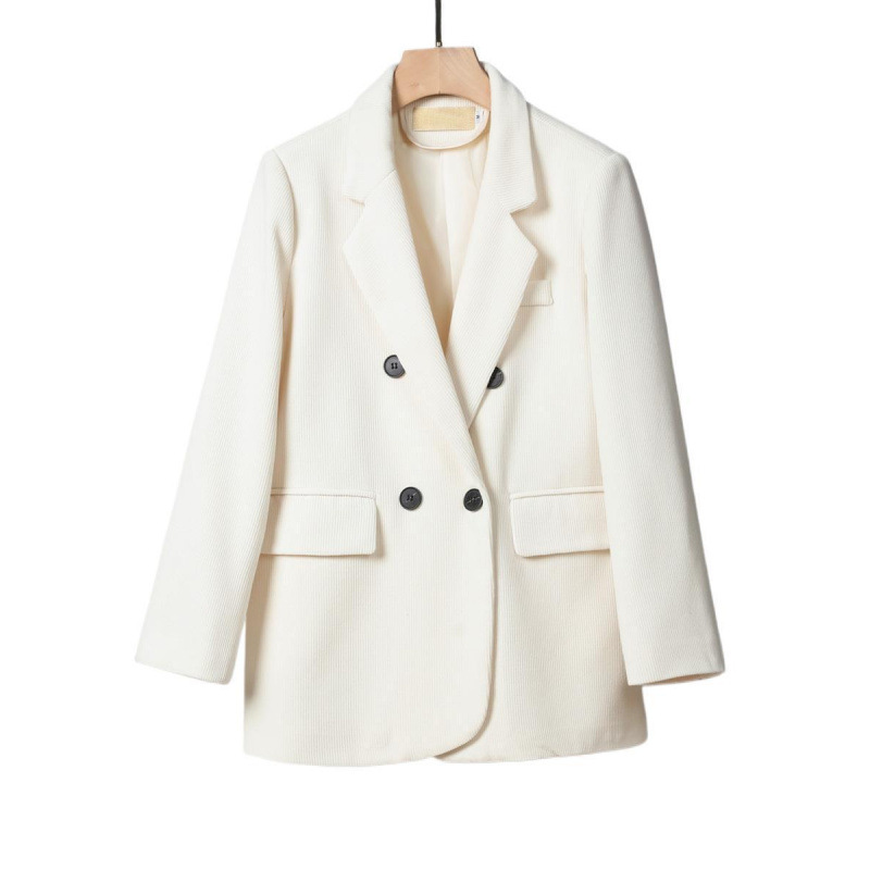 K35Casual White Corduroy Korean Style Small Suit - Perfect for Spring 2025 Collection