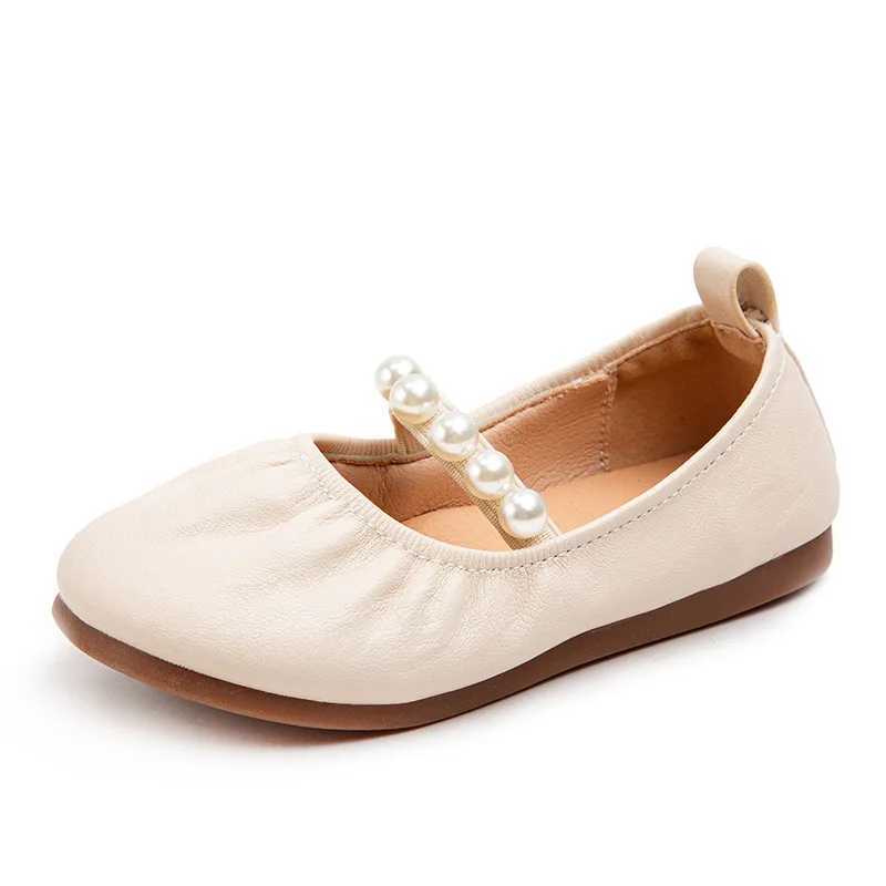 Toddler Girls Flat Casual Shoes Light Breathable Princess Soft Sole Loafers Fashion Comfortable Kids Leather Mary Janes ShoesT250306
